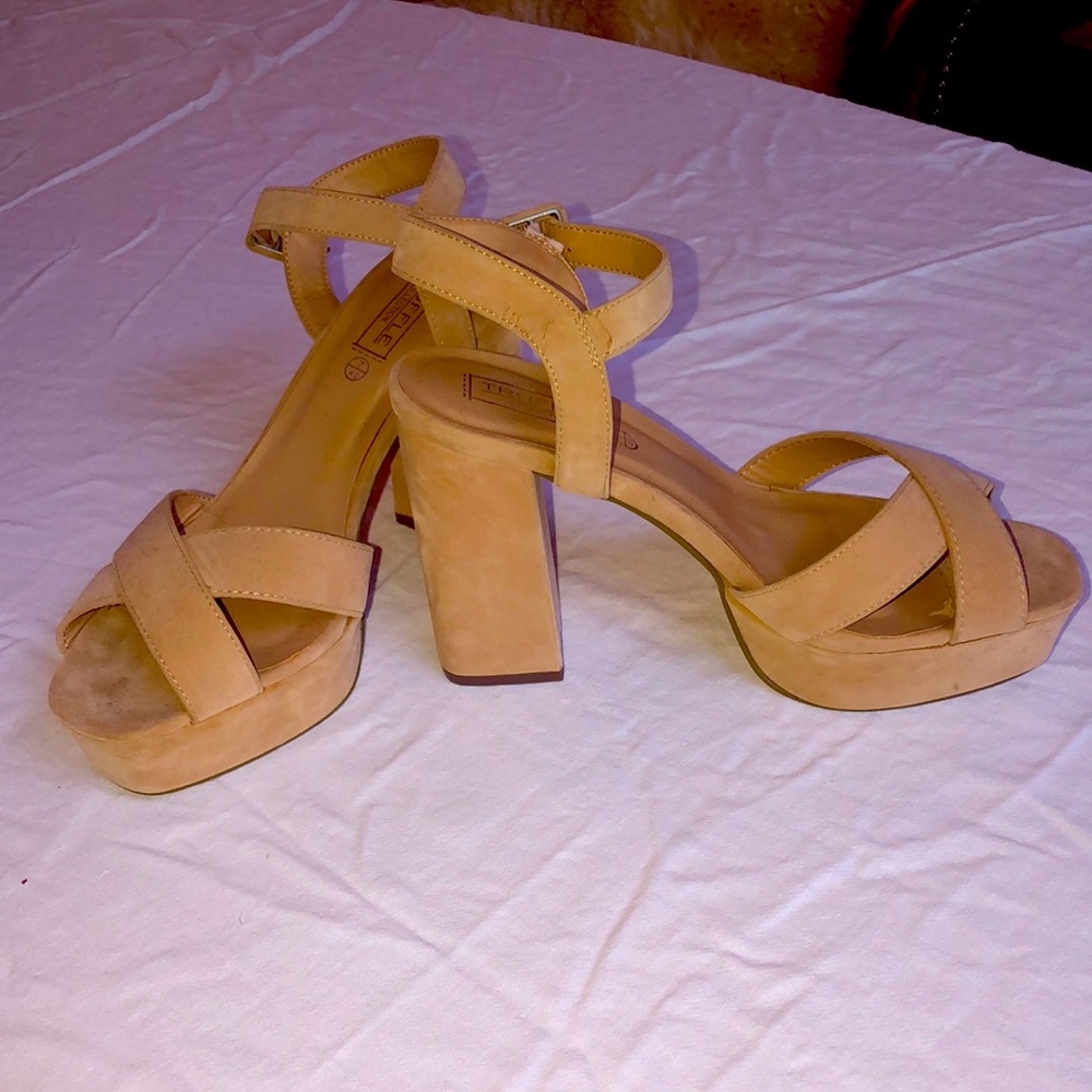 Tan platform disco sandals